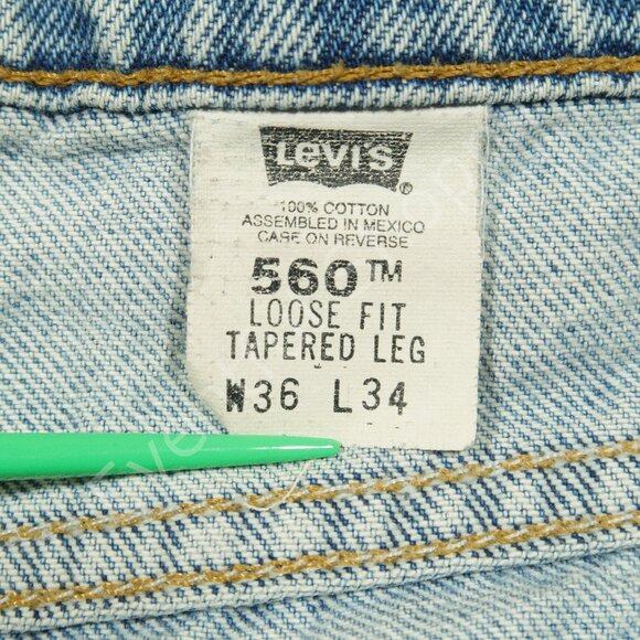 Vintage Levis 560 Jeans Mens 36 Blue Loose Fit Tapered Leg Orange Tab 90s - Picture 6 of 8
